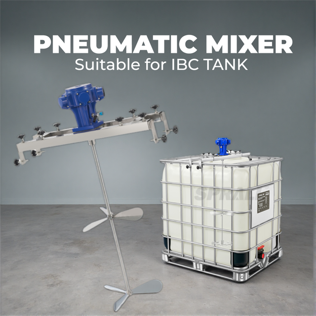 SPRALL Stainless Steel Pneumatic Telescopic Horizontal Agitator for Chemicals Paint Liquid Mixer 1000L Capacity