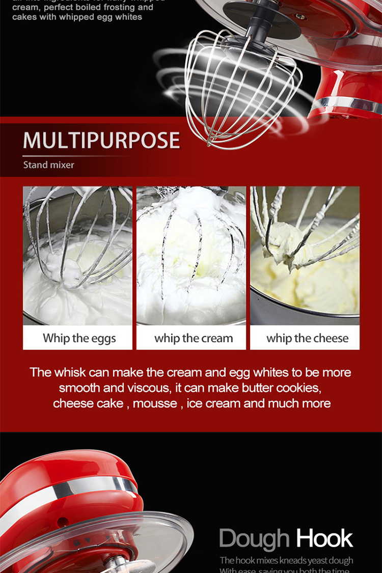 Amazon Hot Sale 4L Electrical Stand Dough Mixer 3 in 1 Food Processor Cake Bread Maker Machine