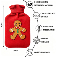 Bouillotte portable en caoutchouc avec housse tricotée de Noël, 1,8 L, chauffante et réutilisable pour soulager la douleur