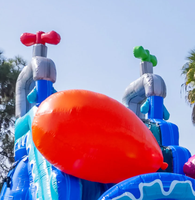 Toboggan aquatique gonflable de carnaval, qualité commerciale, double piste, en PVC, respectueux de l'environnement, avec décorations de balles colorées, pour fêtes d'été
