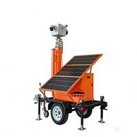 Trailer CCTV Mini Tenaga Surya Portabel dengan Kamera Keamanan WiFi 4G Trailer Pengawasan Tenaga Surya Mobile untuk Pemantauan Area Konstruksi