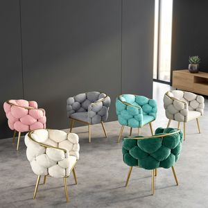 Modern-style Reclining Makeup Stool Light Luxury Living Room Bubble Chair with Backrest Simple <b>Vanity</b> <b>Table</b> Nail Salon Stool - Product Image 1