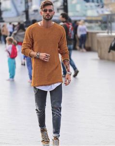 Men's New Fashion Wholesale Oversized <strong>Cable</strong> <strong>Knit</strong> Tops Long Sleeve O-Neck Pullover <strong>Sweater</strong> for Autumn Streetwear - Product Image 5