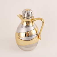 Carafe thermique arabe de luxe, capacité 1L, finition or et argent poli, pour la maison et le bureau, pot à café