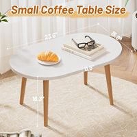 Table basse en gros au design japonais, pieds en bois massif, 23,6 pouces, petite table ovale peu encombrante avec rangement, mobilier de maison léger et portable