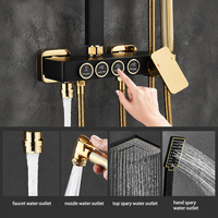 Ensemble de douche mural de luxe OEM noir et or 4 fonctions avec mitigeur pour salle de bain