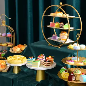 Luxe Gouden Verfrissing Rek Vergulde Opbergrek Cake Stand Goud Dessert Cakes Display Ijzeren Cake Tools Verschillende Vormen