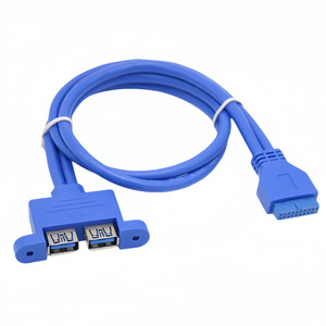 สายต่อขยาย USB 3.0 แบบ 20 พิน ต่อเข้ากับพอร์ต USB ตัวเมียแบบคู่ พร้อมหูยึดตัวเครื่อง สายต่อขยาย USB 3.0 ทองแดง สีฟ้า - Product Image 2
