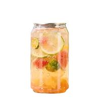 Bouteille en plastique PET transparente pour boissons froides (cola, thé au lait, jus) avec logo personnalisé et couvercle facile à ouvrir