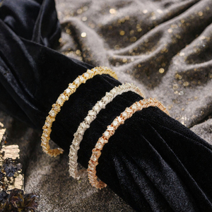 14K <b>Gold</b> Lab Grown Diamond Tennis <b>Bracelet</b> Round <b>and</b> Baguette Stone Bangle for Women Gift Party Jewelry - Product Image 2
