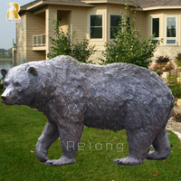 Escultura de Oso Familiar de Metal Fundido en Bronce, Tamaño Real, de RELONG Vivid Life, Personalizable para Jardín Exterior