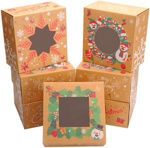 Cookies Dessert Food Bakery Gift Kraft Paper Food Grade Custom Christmas Brown Festive Packaging Cardboard Box
