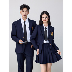 Grey Preppy Style Unisex Suit Set High School Uniform Autumn Winter Fashion Short Skirt Polyester Fabric No-Wrinkle Treatment - Product Image 2
