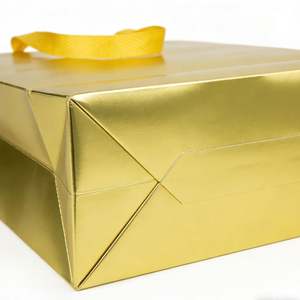 Bolsa de Papel de Color Amarillo con Diseño Personalizado, Asas de Hilo, Reciclable para Compras Minoristas - Product Image 3