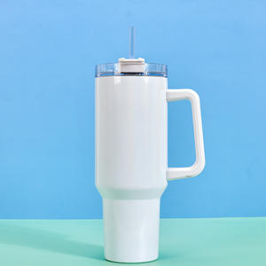 Gobelet de voyage isotherme sous vide à double paroi en acier inoxydable 18/8 de 40 oz avec poignée, brillant et prêt à être sublimé, modèle 2025 Emerit, expédition immédiate - Product Image 1