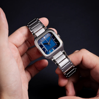 Montre pour homme en acier inoxydable, mouvement japonais, verre saphir, cadran personnalisé, étiquette privée, montre carrée classique unique pour homme, luxe