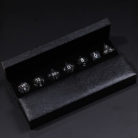 LuxeRoll Stardust Black Sharp Edge Resin Dice Set 7Pcs Polyhedral Sharp Edge DND Dice for TRPG Board Game Gamer Collection Gift