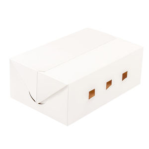 Y642 Personalizar fiambreras de cartón blanco con diseño de rejillas para panadería Galletas Pasteles Snacks Take Away Food Container Box - Product Image 1