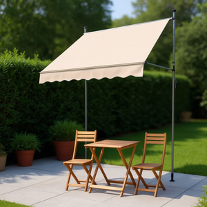 Tenda da Sole Retrattile 200 cm L x 120 cm L con Telaio in Alluminio, Funzionamento Manuale, Ombreggiante per Patio, Design con Braccio Pieghevole - Product Image 2