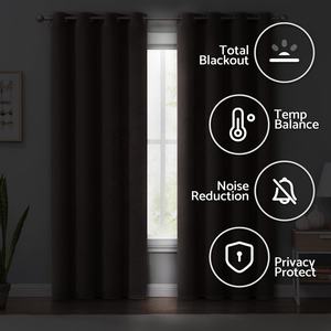 Rideaux occultants thermiques en <span class=keywords><strong>toile</strong></span> <span class=keywords><strong>de</strong></span> <span class=keywords><strong>jute</strong></span> rustique en lin, 2 panneaux, œillets, style américain, ignifuges, toutes saisons - Product Image 2