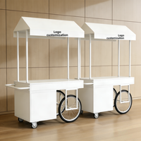 Chariot à café mobile de style vintage, chariot de nourriture de rue avec auvent pour kiosque de café