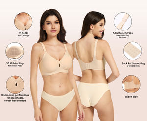 Sutiã apoio sem fio mastectomia confortável sem costura cobertura total bralette tops sutiã para as mulheres push up - Product Image 3
