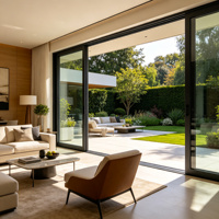 Porte coulissante en aluminium robuste à double vitrage en verre trempé, grand panneau, entrée de patio, taille personnalisée, fabrication OEM