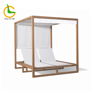 Chaise longue en teck meubles de patio chaise longue de plage lit de salon mobilier d'extérieur chaise longue en <span class=keywords><strong>bois</strong></span> chaises longues d'extérieur cabane de plage - Product Image 2