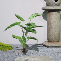 Plante artificielle réaliste et durable en feuilles de arrowroot variées, 58 cm, 12 têtes, en plastique, pour décoration intérieure et extérieure