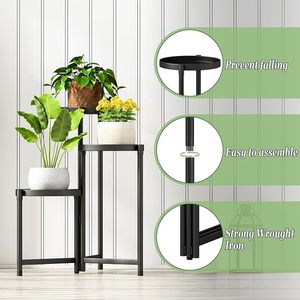 Pflanzenständer für drinnen und draußen – 3-stufiger, schwarzer, hoher Blumentopfhalter aus Metall, 9 Zoll breit, Pflanzendisplay-Regal – Robuster Eck-Pflanzenständer - Product Image 4