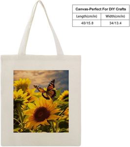 Sunflower Butterfly Canvas Tote <b>Bag</b> with Handles Reusable Grocery <b>Shopping</b> <b>Bags</b> <b>Foldable</b> Handbag Shoulder <b>Bags</b> - Product Image 4