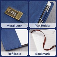 Carnet de notes A5 personnalisé et sécurisé avec reliure filée, magnétique, 240 pages, journal intime personnalisé avec couverture en cuir et stylo