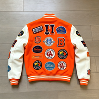 Veste de baseball streetwear pour homme personnalisée, style universitaire américain, patchs vintage avec manches en simili cuir, veste varsity personnalisée