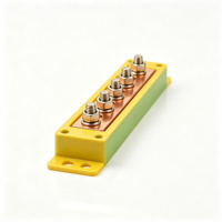 Barre omnibus industrielle en cuivre étamé PE, 5 trous, 100A, 3x15mm, base isolée, connexion par boulons