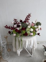 M-FB135 Centre de table coloré blanc et vert, boule de fleurs artificielles Cally Lily, décorations florales pour mariage, fournitures