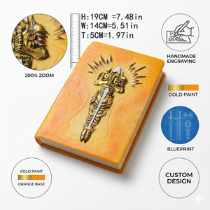 Carnet A5 en résine - Relief 3D Château et Chevalier gothiques - Journal d'art en résine époxy - Vente en gros pour les boutiques de cadeaux et les joueurs de RPG - Product Image 3