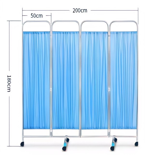 Factory Price Medical Mobile 201 Stainless Steel 2 3 4 5 Folds Panel Hospital Furniture Room Divider Ward Screen With Wheels