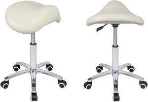 Taburete Hidráulico Rodante Ajustable Económico, Tapizado en Cuero Blanco Impermeable, Mueble de Peluquería <span class=keywords><strong>para</strong></span> Salón de Belleza, Oficina en Casa y Barbería - Product Image 2