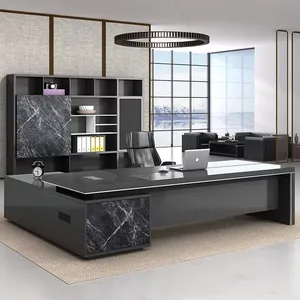 Boss's black marble office desk Furniture