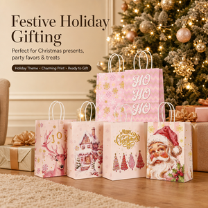 <b>Christmas</b> <b>Gift</b> <b>Bags</b> with Handles Kraft Paper <b>Bags</b> Candy Treat <b>Bags</b> Bulk 6 Designs Party Favor <b>Bags</b> Wholesale Holiday Gifting - Product Image 2
