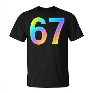 T-shirt Six Seven Meme imprimé arc-en-ciel, unisexe, taille adulte, manches courtes, col rond, impression numérique, activités promotionnelles - Product Image 3