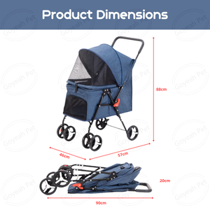 Venta al por mayor <span class=keywords><strong>plegable</strong></span> gato <span class=keywords><strong>perro</strong></span> portador de viaje 4 ruedas cochecito de mascotas con bolsillo adicional - Product Image 5