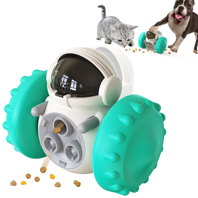 2023 wholesale Plastic pet cat Food Dispenser Slow Feeder Smart robot dog Toys