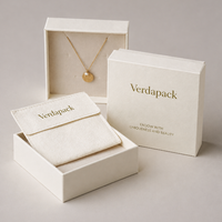 Boîte à bijoux personnalisée avec couvercle et base rigides, boîte cadeau de luxe en papier texturé avec insert en velours pour l'emballage de colliers et de boucles d'oreilles