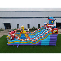 Château Gonflable Commercial Robot et Avion avec Toboggan, Grande Aire de Jeu Gonflable pour Location en Parc d'Attractions