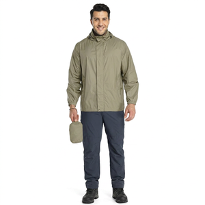 Veste de pluie à capuche imperméable et légère pour hommes High Street Polyester Vestes pour hommes Randonnée Voyage Printemps Imperméable formel pour l'extérieur - Product Image 1