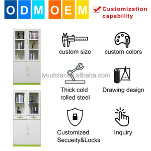 Meubles de bureau modernes, armoires de rangement en métal avec porte en verre pour l'école, le supermarché, l'hôpital - Couleur RAL personnalisée - Product Image 3