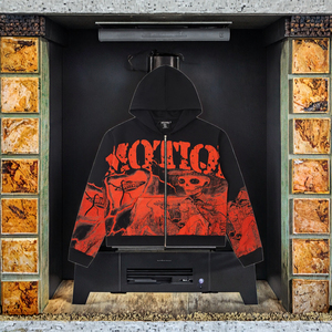 Sweat à capuche zippé en molleton 100 % coton de haute qualité, style streetwear épais pour homme, coupe oversize, imprimé lettres, collection automne, écologique - Product Image 3