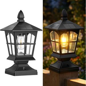 Lampes solaires à pilier Han Sixin, LED, étanches, style européen, éclairage extérieur pour mur, portail, terrasse - Product Image 1
