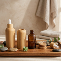 Kemasan Kayu & Bambu Organik Kustom, Botol Bambu 30ml untuk Serum, Dapat Digunakan Kembali & Diganti, untuk Minyak Esensial
